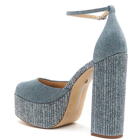 NEW Sam Edelman KORI Platform Sandal in BLUE DENIM Size 8.5 - Picture 2 of 5